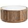 Santorini 40" Wide White Marble Brown Wood Cocktail Table