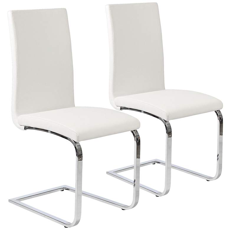 Image 1 Santos White Faux Leather Side Chair Set of 2