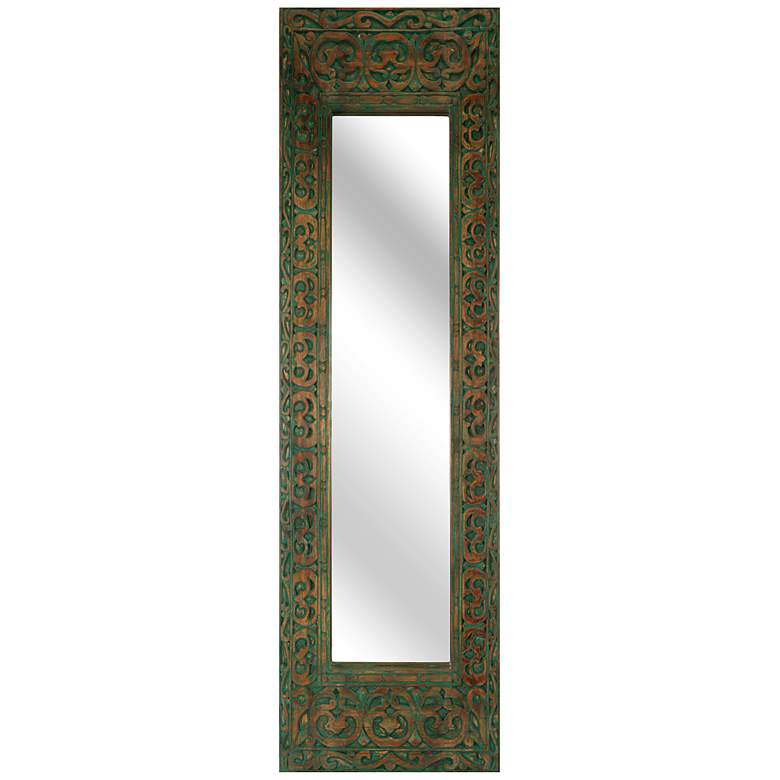 Image 1 Sanura 14" x 47 1/4" Wood Carved Rectangle Mirror