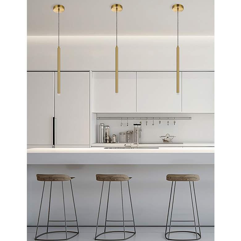 Image 2 Sanya 1" Wide Aged Brass 3W Pendant With Frosted Acrylic Diffuser more views