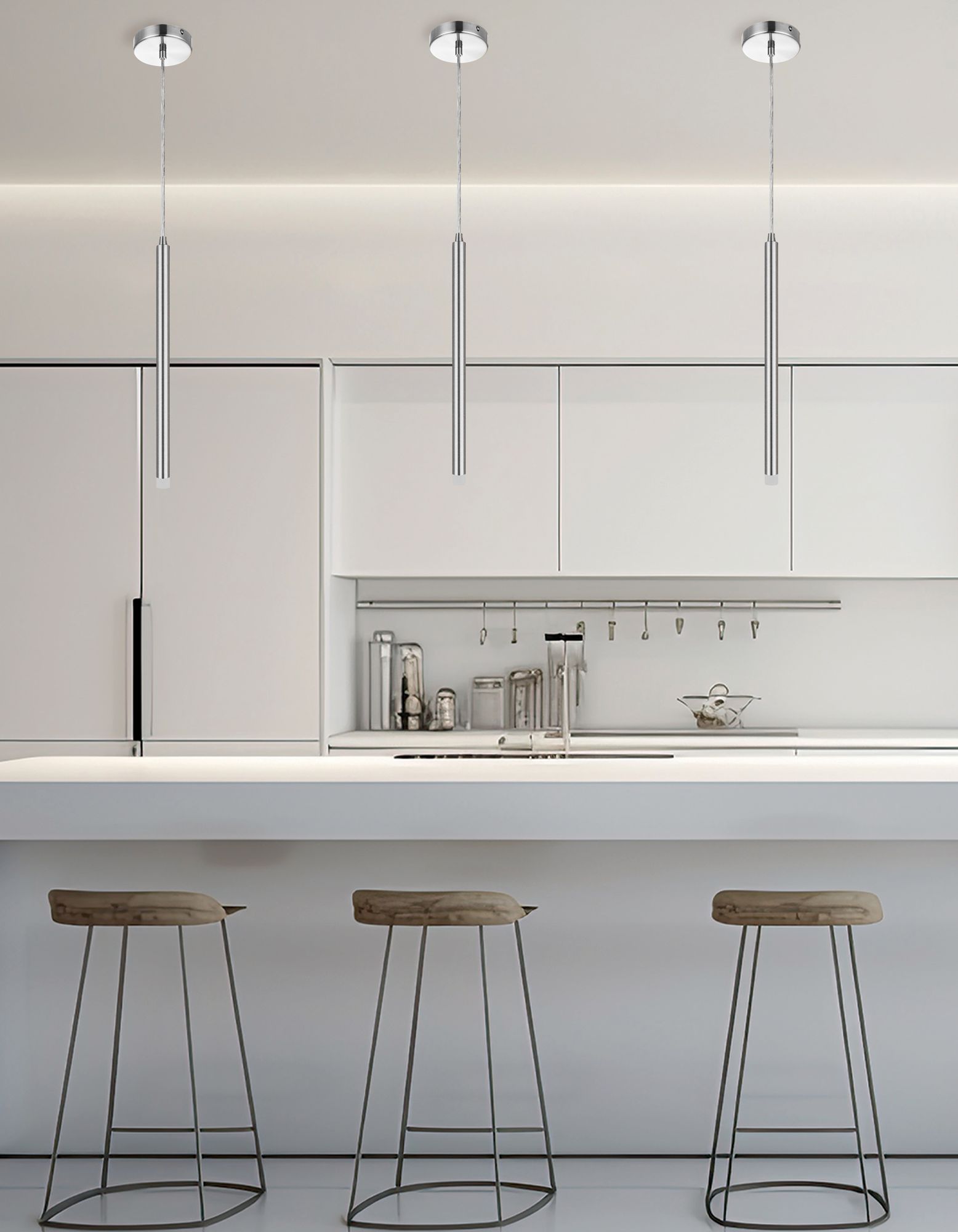 Image 2 Sanya 1" Wide Polished Chrome 3W Pendant With Frosted Acrylic Diffuser more views