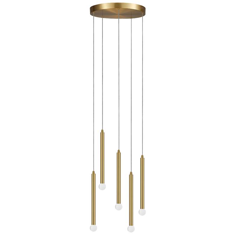 Image 1 Sanya 24" Wide 5 Light Aged Brass Multi Pendant