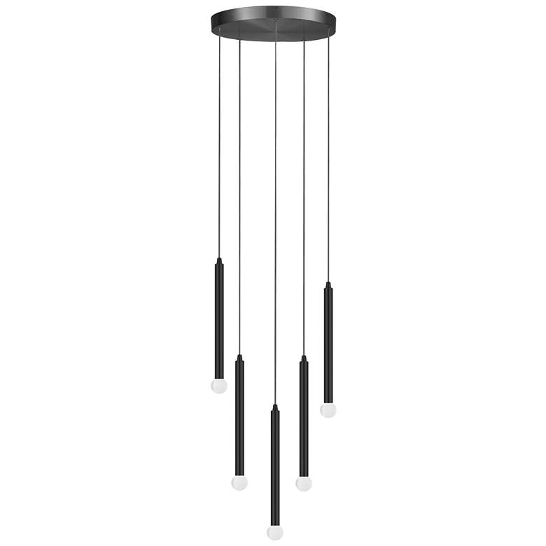 Image 1 Sanya 24" Wide 5 Light Matte Black Multi Pendant
