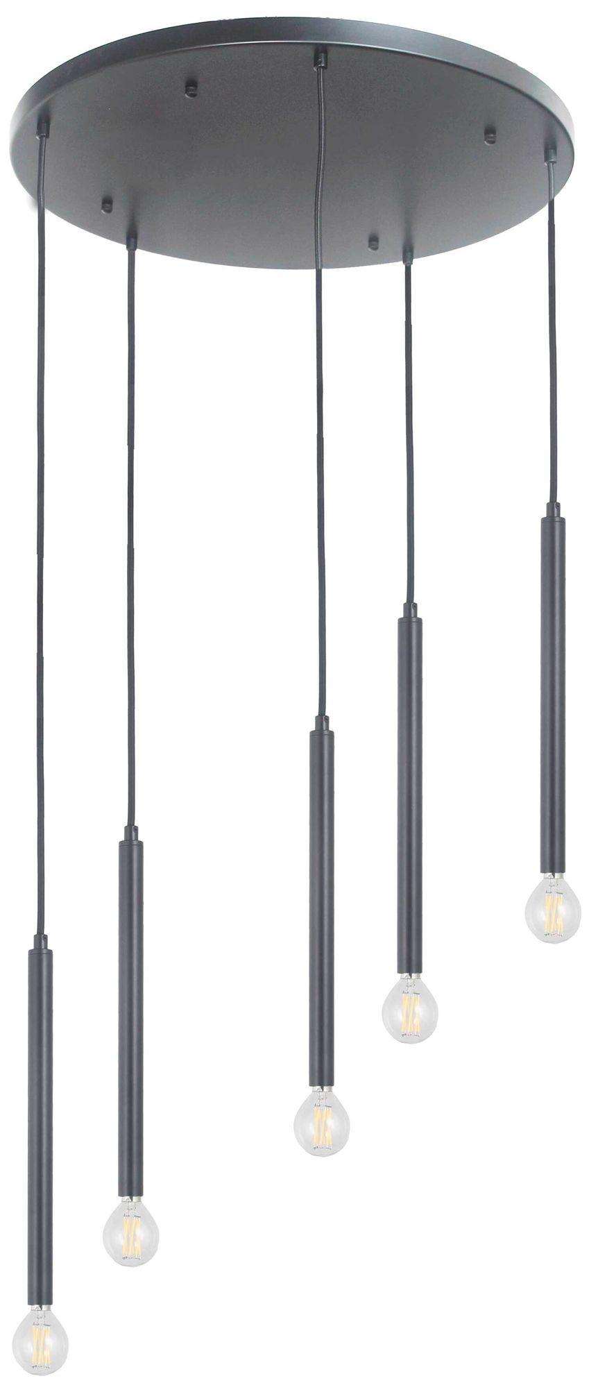 Image 2 Sanya 24" Wide 5 Light Matte Black Multi Pendant more views