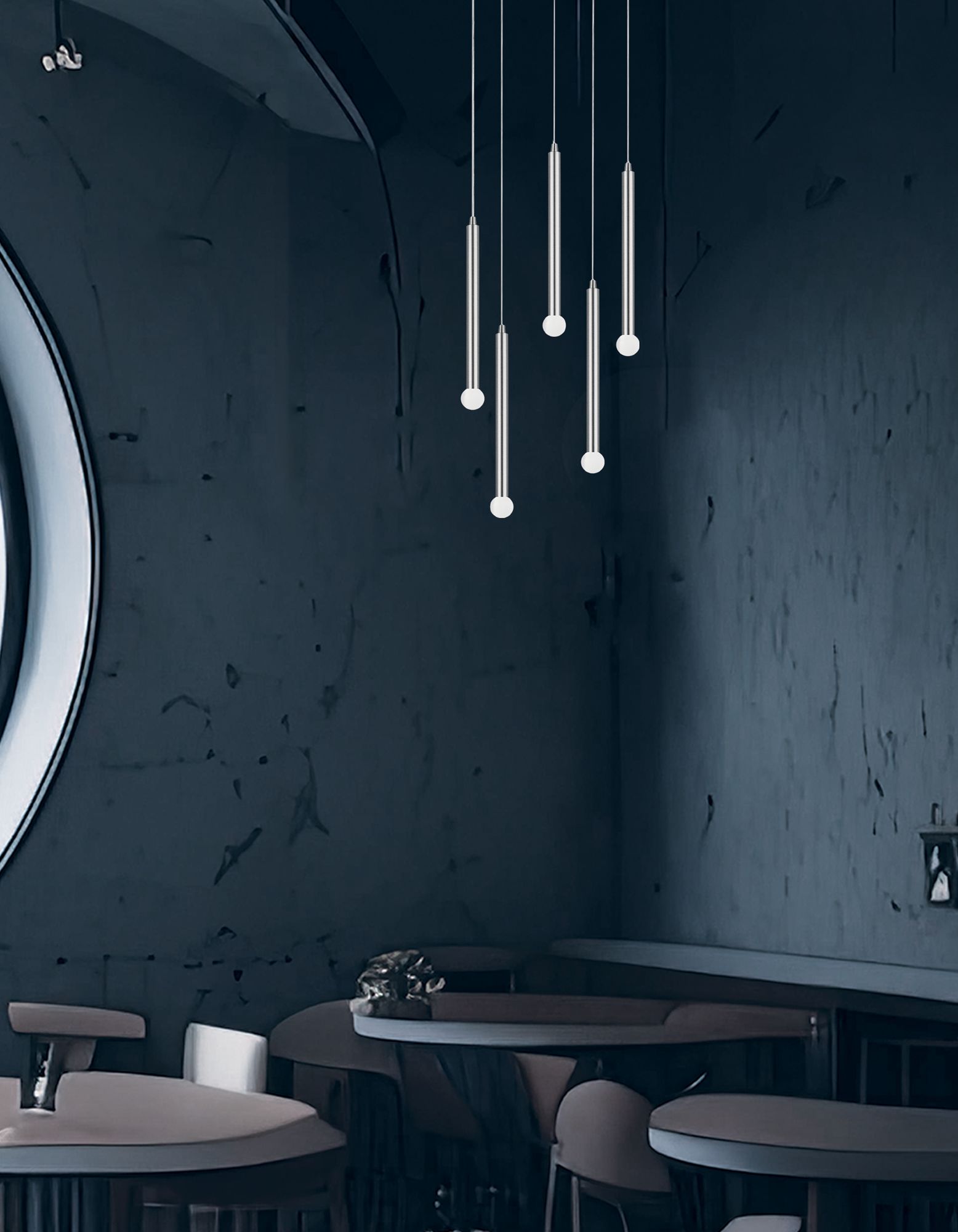 Thumbnail2 of Sanya 24" Wide 5 Light Polished Chrome Multi Pendant more views