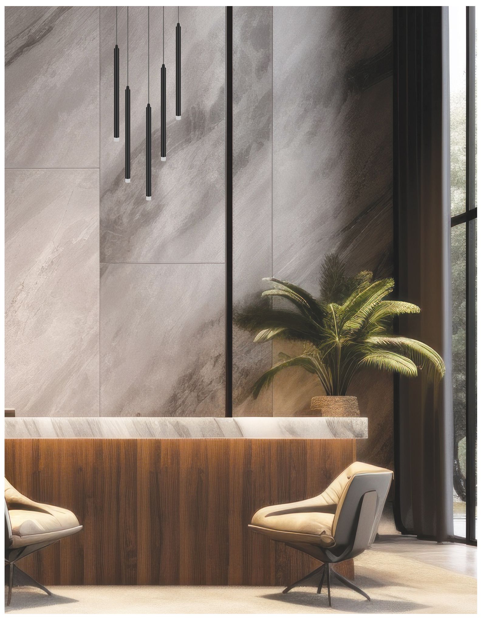 Image 3 Sanya 24"W 5 Light Matte Black LED Multi Pendant With White Acyrlic more views