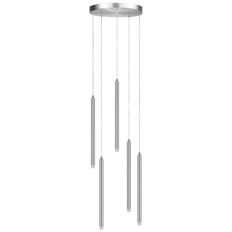 Image 1 Sanya 24"W 5 Light Polished Chrome LED Multi Pendant With White Acyrli
