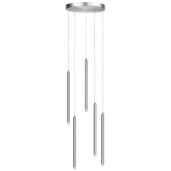 Sanya 24"W 5 Light Polished Chrome LED Multi Pendant With White Acyrli