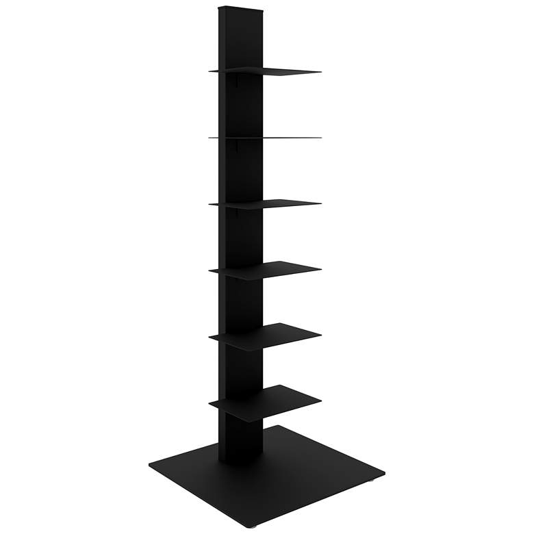 Image 3 Sapiens 13 3/4" Wide Anthracite Metal 6-Shelf Bookcase Tower more views