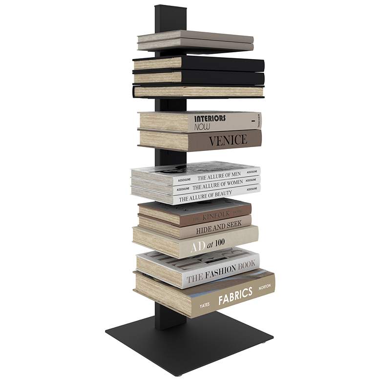 Image 4 Sapiens 13 3/4" Wide Anthracite Metal 6-Shelf Bookcase Tower more views