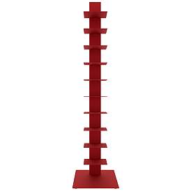 Image1 of Sapiens 13 3/4" Wide Red Metal 10-Shelf Bookcase Tower