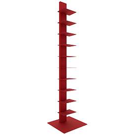 Image3 of Sapiens 13 3/4" Wide Red Metal 10-Shelf Bookcase Tower more views