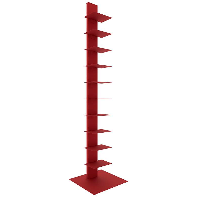 Image 3 Sapiens 13 3/4" Wide Red Metal 10-Shelf Bookcase Tower more views