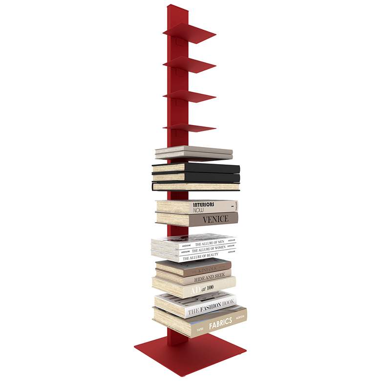 Image 4 Sapiens 13 3/4" Wide Red Metal 10-Shelf Bookcase Tower more views