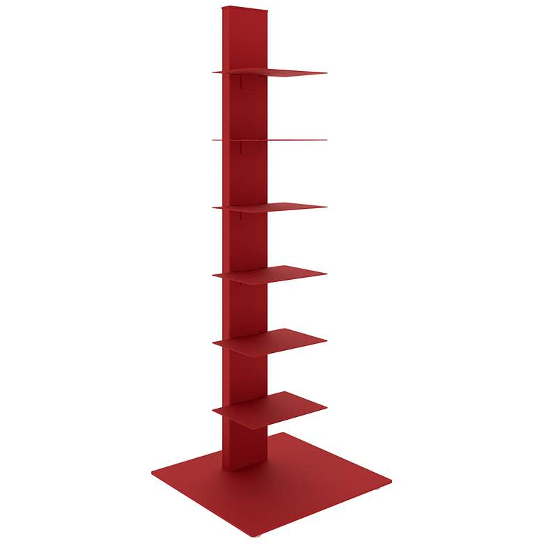 Image 3 Sapiens 13 3/4" Wide Red Metal 6-Shelf Bookcase Tower more views