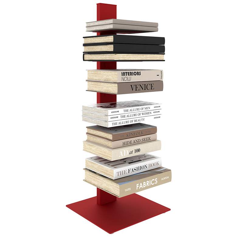 Image 4 Sapiens 13 3/4 inch Wide Red Metal 6-Shelf Bookcase Tower more views