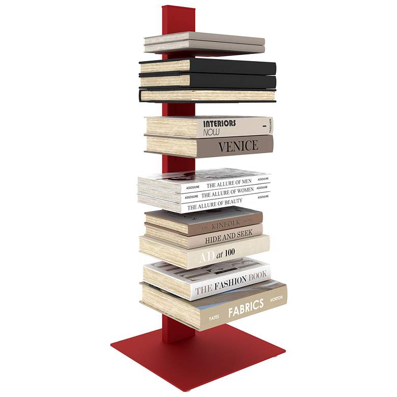 Image 4 Sapiens 13 3/4" Wide Red Metal 6-Shelf Bookcase Tower more views