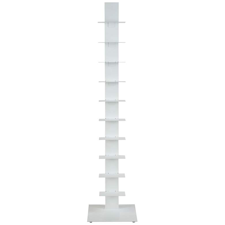 Image 1 Sapiens 13 3/4 inch Wide White Metal 10-Shelf Bookcase Tower