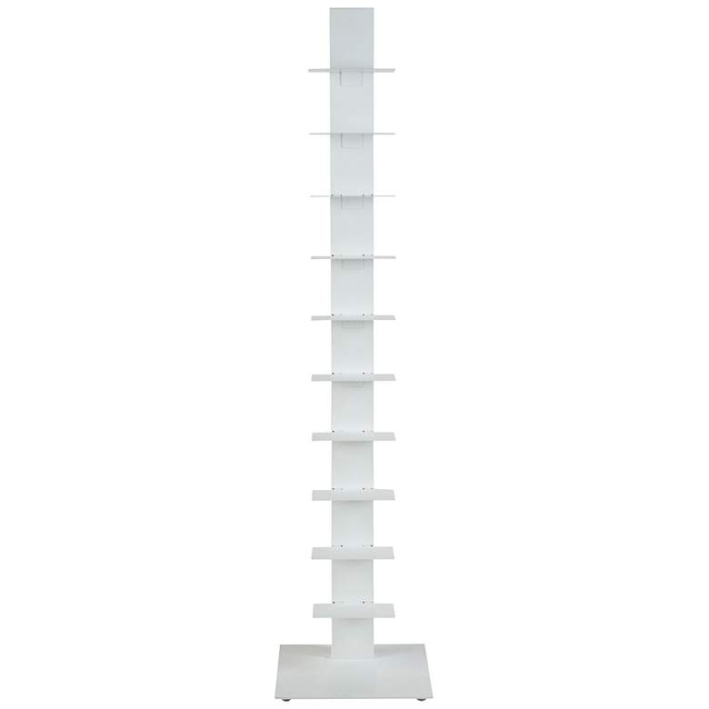 Image 1 Sapiens 13 3/4" Wide White Metal 10-Shelf Bookcase Tower