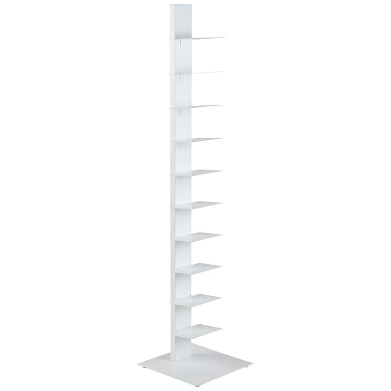 Image 3 Sapiens 13 3/4" Wide White Metal 10-Shelf Bookcase Tower more views