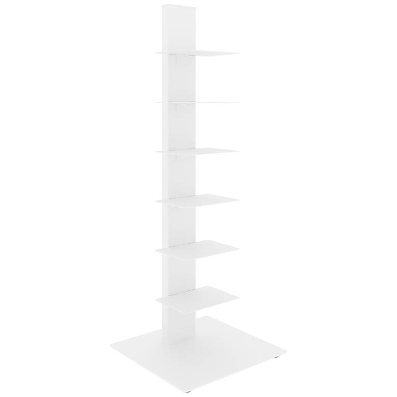 Image 3 Sapiens 13 3/4 inch Wide White Metal 6-Shelf Bookcase Tower more views