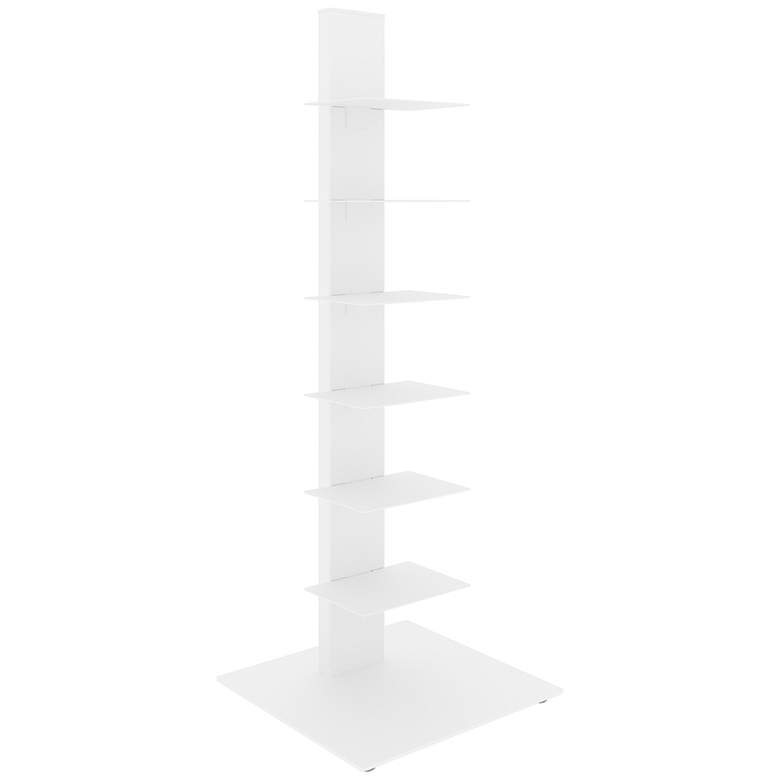 Image 3 Sapiens 13 3/4" Wide White Metal 6-Shelf Bookcase Tower more views