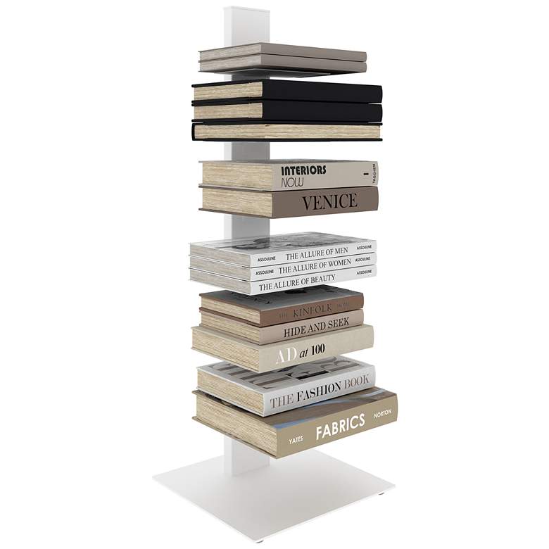 Image 4 Sapiens 13 3/4 inch Wide White Metal 6-Shelf Bookcase Tower more views