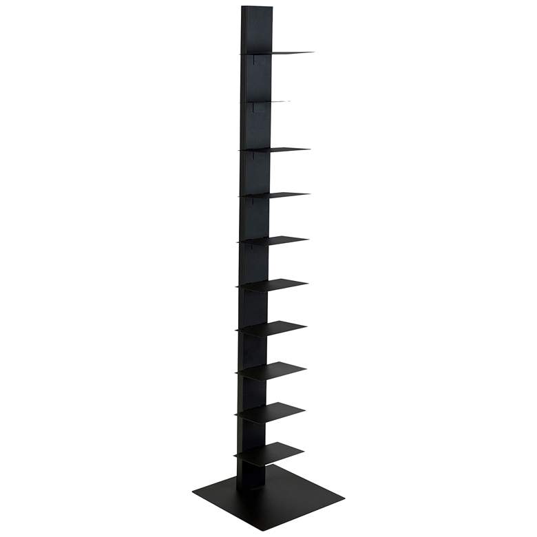 Image 4 Sapiens 13 3/4"W Anthracite Metal 10-Shelf Bookcase Tower more views