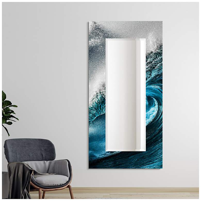 Image 4 Sapphire Sea 72"x 36" Beveled Mirror on Printed Tempered Art Glass more views