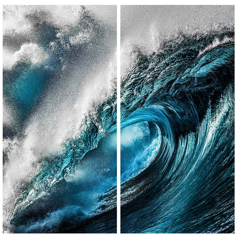 Image 1 Sapphire Sea 72"x 36" Frameless Reverse Printed Tempered GlassWall Art Set