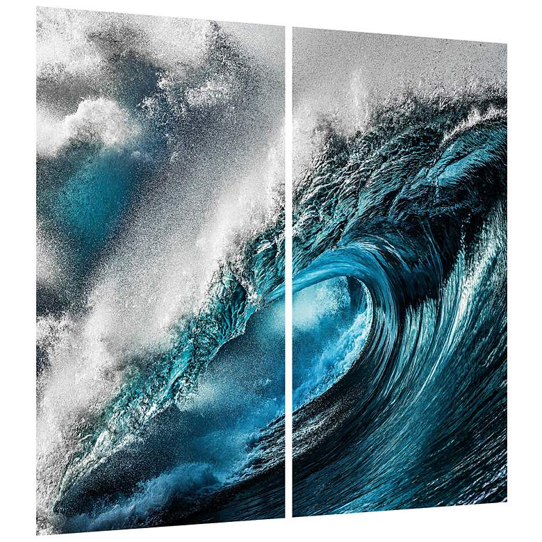 Image 2 Sapphire Sea 72"x 36" Frameless Reverse Printed Tempered GlassWall Art Set more views