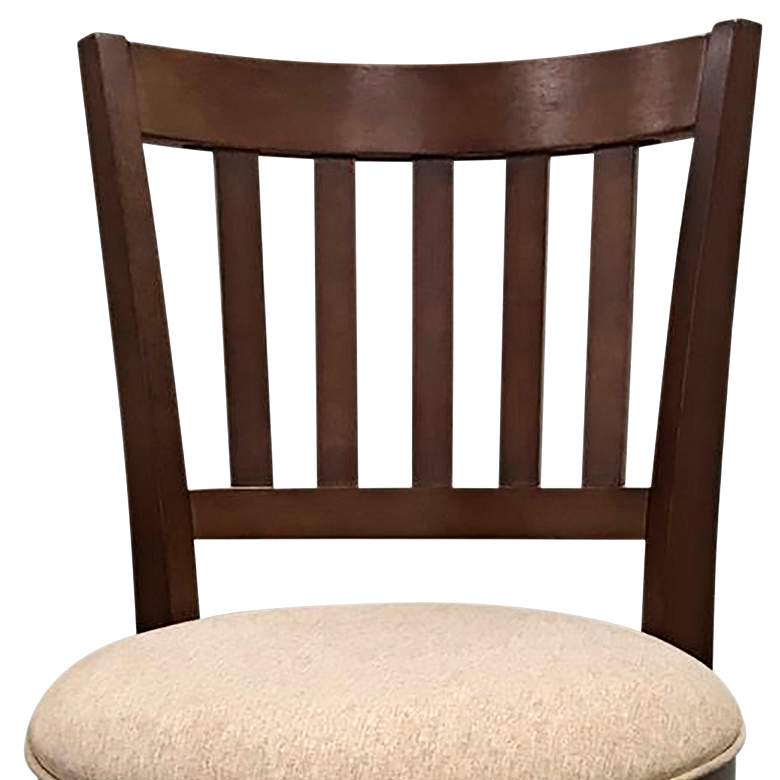 Image 2 Sara Beige Upholstered Walnut Slat Back Swivel Barstool Set of 2 more views