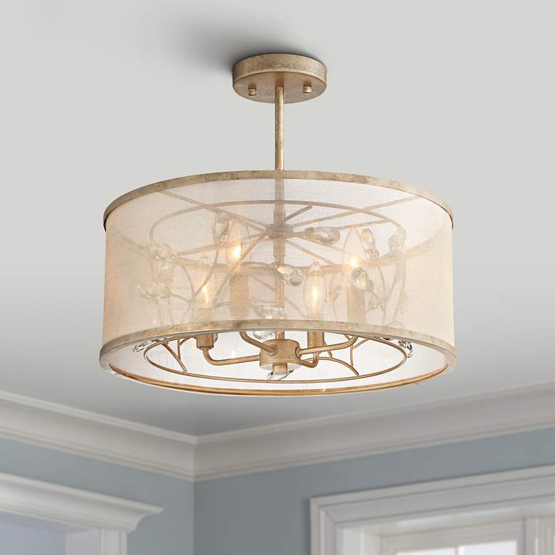 Image 1 Sara&#39;s Jewel 17 inch Wide Champagne Silver Ceiling Light