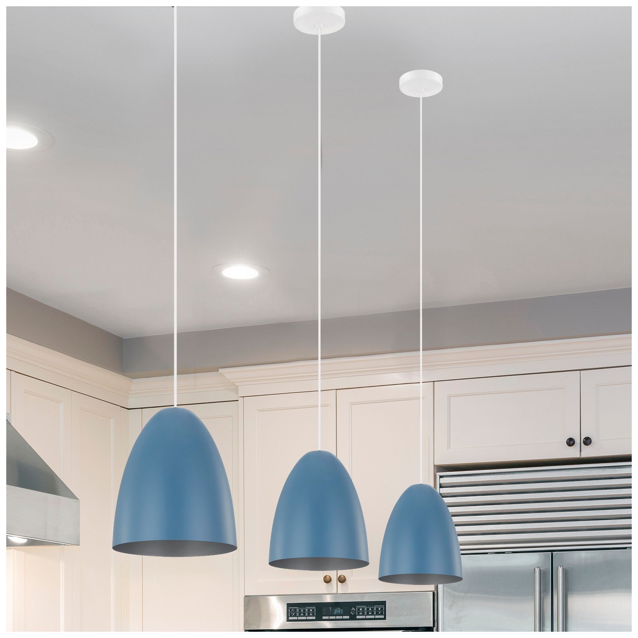 Sarabia - 1-Light Pendant - Pastel Dark Blue Exterior - Silver Interior