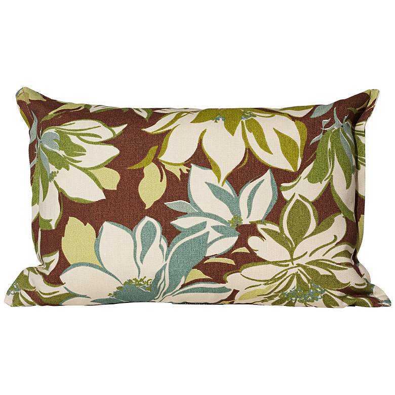 Image 1 Sarah Brown Floral 17 inch Wide Outdoor Throw Pillow