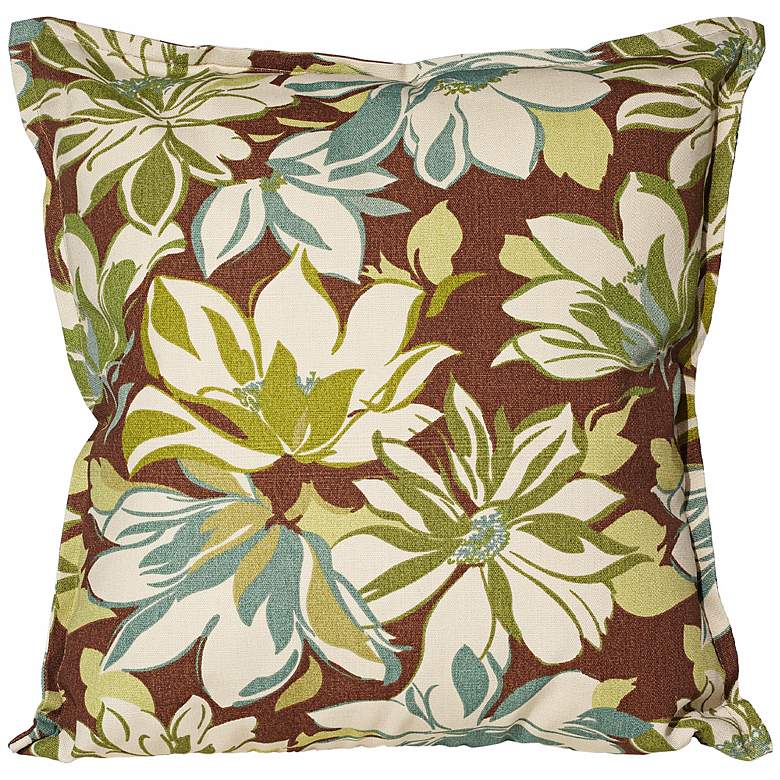 Image 1 Sarah Brown Floral 18 inch Square Outdoor Throw Pillow