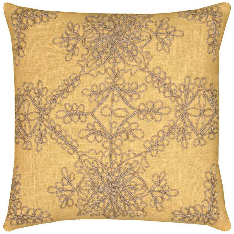 Image 1 Sarah Medallion Natural and Yellow 18" Square Throw Pillow