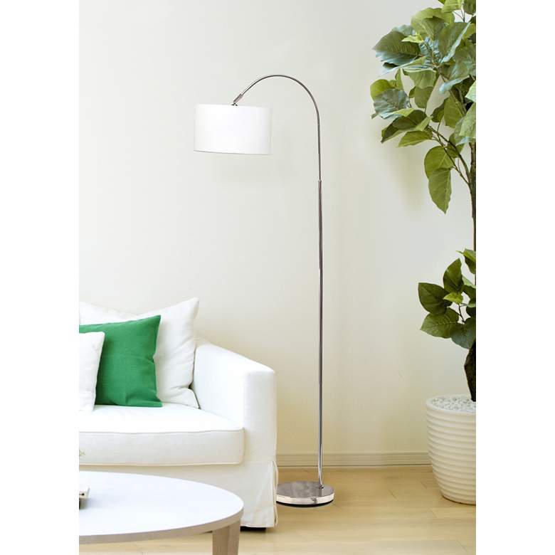 Image 1 Saranap 66 inch Brushed Nickel and Chrome Modern Arc Floor Lamp