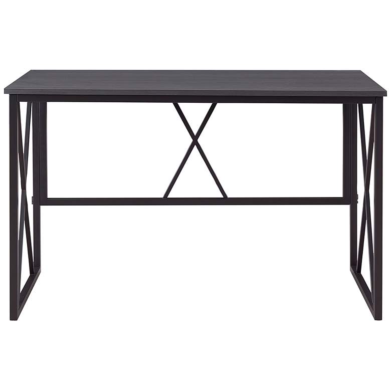 Image 6 Sarandon 48" Wide Gray Herringbone and Matte Black Rectangular Desk more views