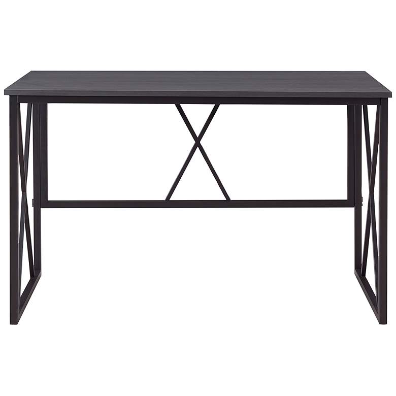 Image 6 Sarandon 48 inch Wide Gray Herringbone and Matte Black Rectangular Desk more views