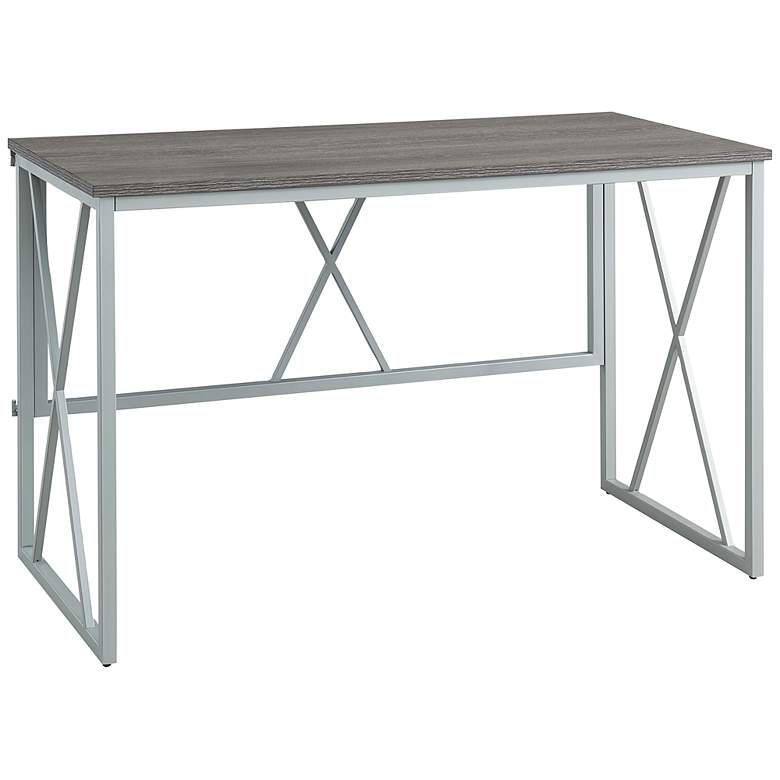 Image 2 Sarandon 48"W Weathered Oak Satin Nickel Rectangular Desk