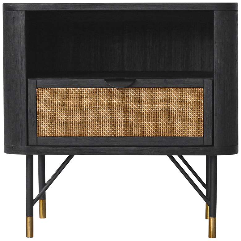 Image 3 Saratoga 22" Wide Black Acacia 1-Drawer Nightstand