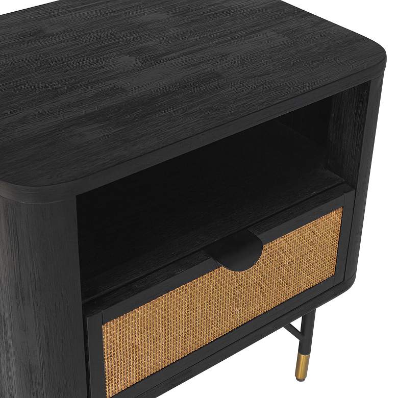 Image 5 Saratoga 22" Wide Black Acacia 1-Drawer Nightstand more views