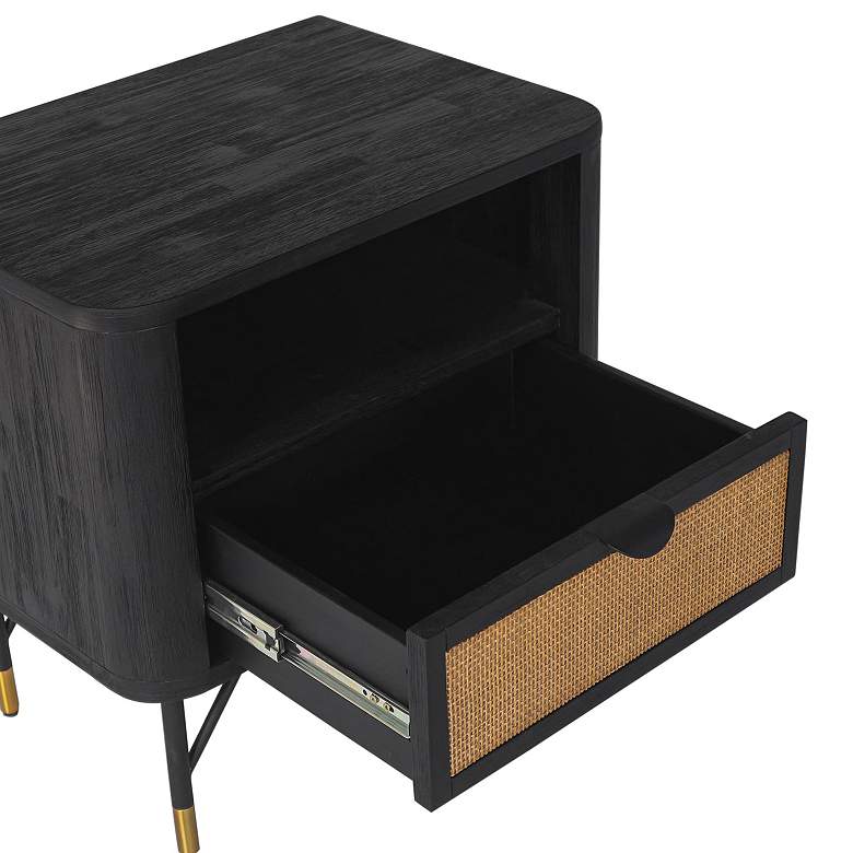 Image 6 Saratoga 22" Wide Black Acacia 1-Drawer Nightstand more views