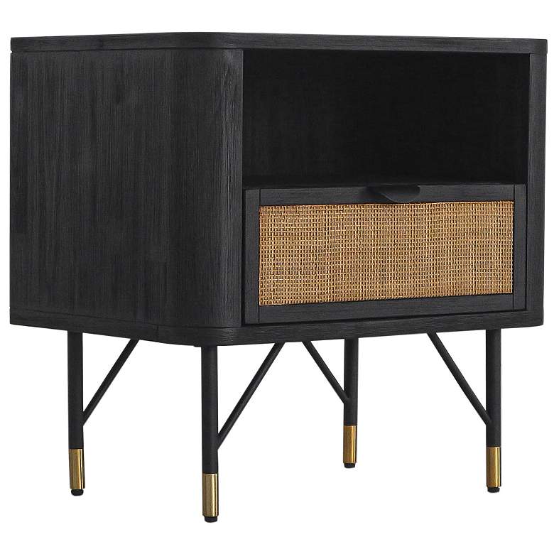 Image 7 Saratoga 22" Wide Black Acacia 1-Drawer Nightstand more views