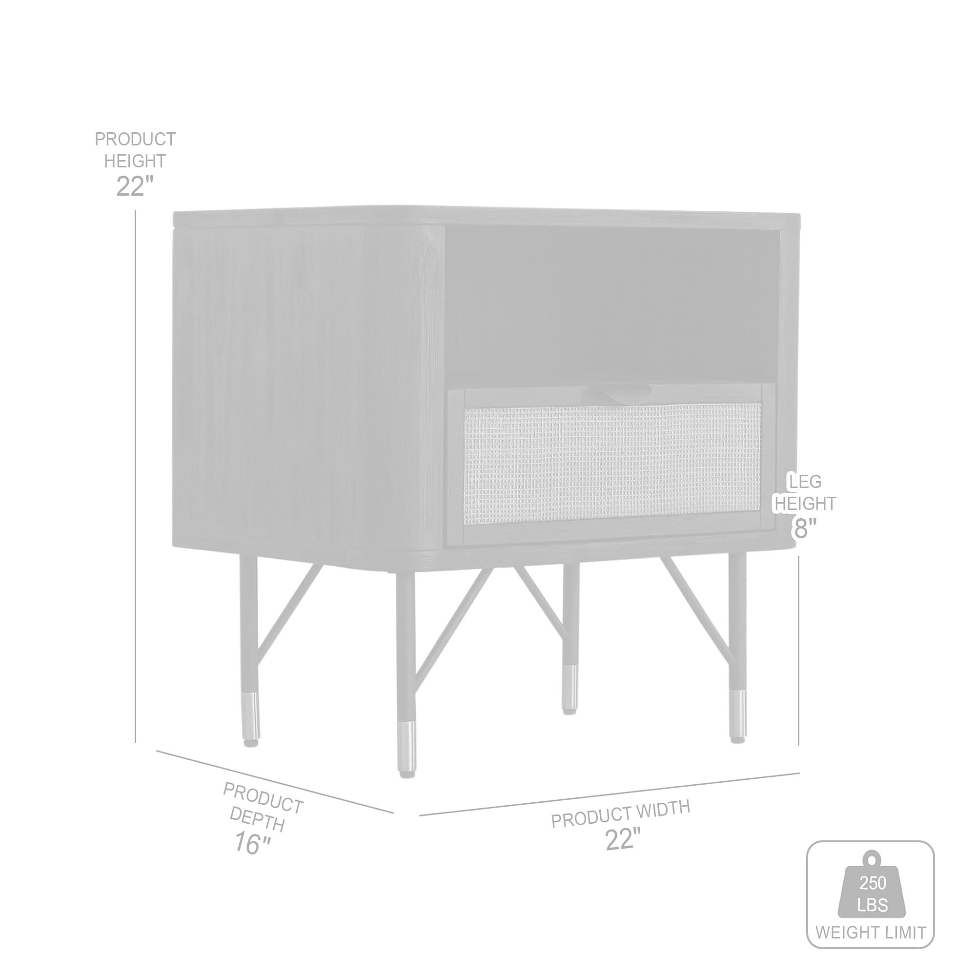 Saratoga 22" Wide Black Acacia 1-Drawer Nightstand in scene