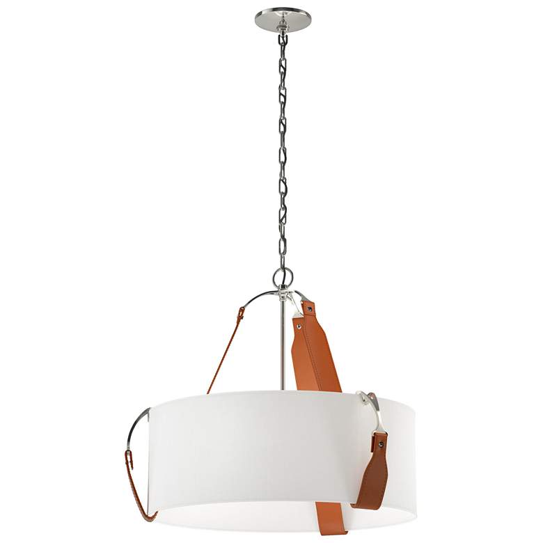 Image 1 Saratoga 26.2"W Chestnut Accented Polished Nickel Pendant w/ Anna Shad