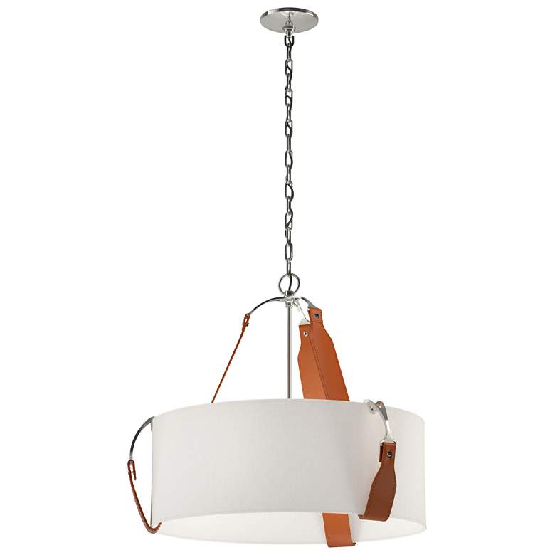 Image 1 Saratoga 26.2"W Chestnut Accented Polished Nickel Pendant w/ Flax Shad