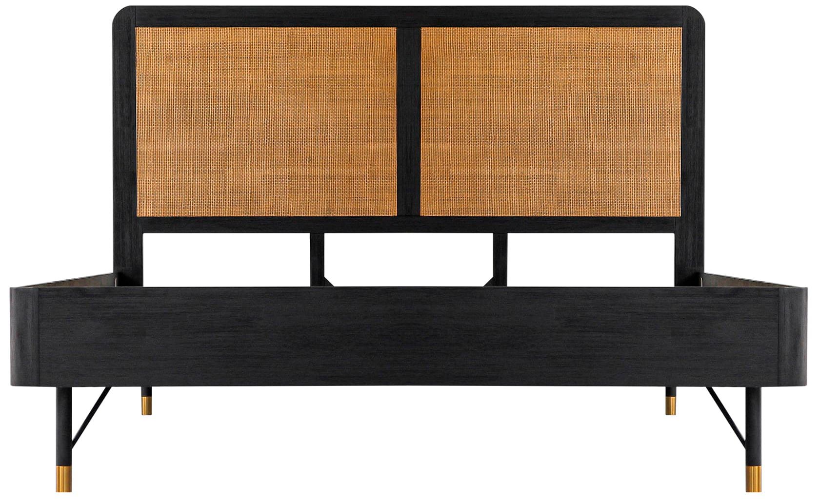Thumbnail2 of Saratoga 3 Piece King Bedroom Set in Black Acacia Wood, Rattan and Metal more views