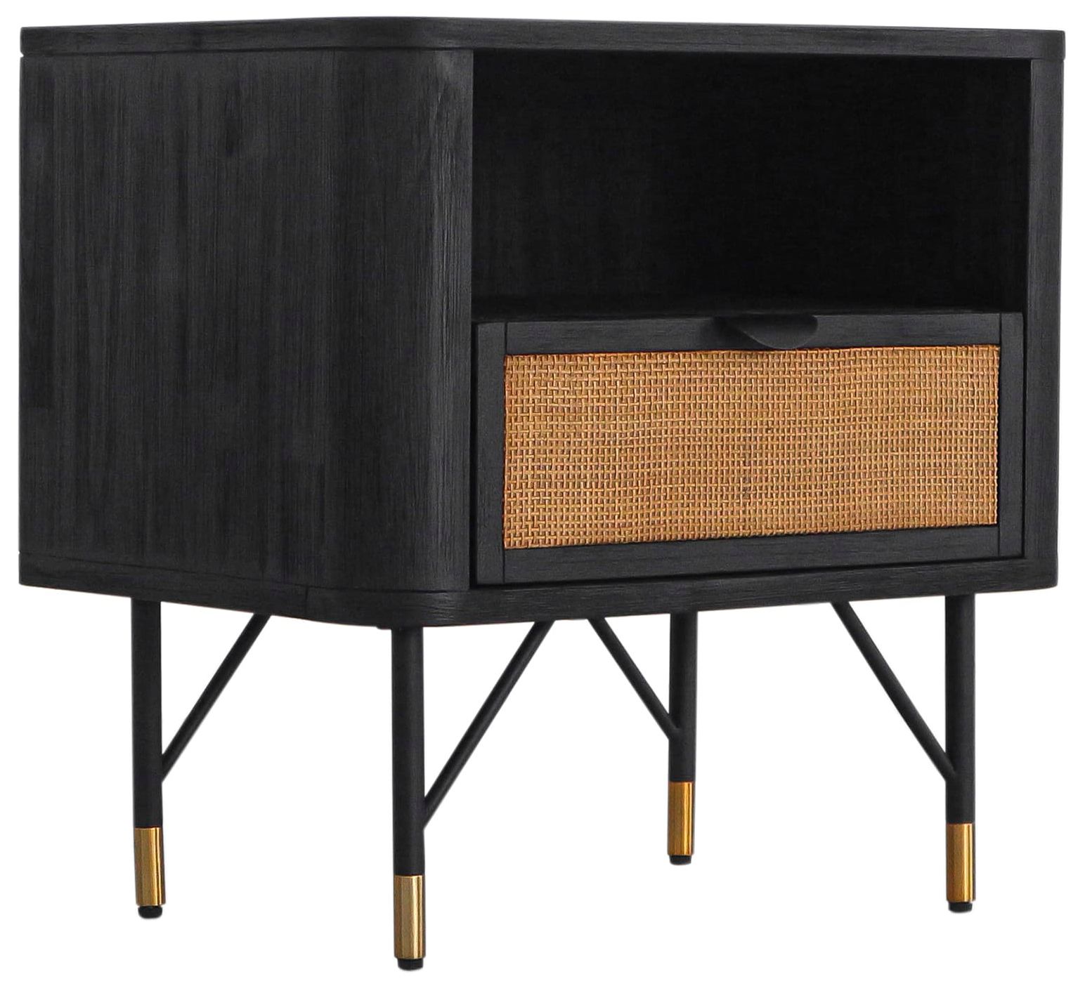 Thumbnail4 of Saratoga 3 Piece King Bedroom Set in Black Acacia Wood, Rattan and Metal more views